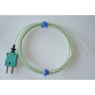 Thermocouple, 5m Fibreglass Insulated Leads, Exposed Junction, Plug,  -60 to +350C