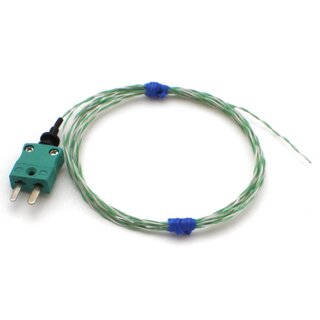 Thermocouple Type K, 2m PTFE Insulated Leads, Exposed Junction, Plug,  -75 to +250C